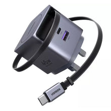 Load image into Gallery viewer, UGREEN Nexode Pro GaN USB-a & USB-C Fast Charger With Retractable Cable 45W