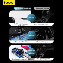 Load image into Gallery viewer, Baseus Enjoyment Retractable 2-in-1 Car Charger C+L 30W - Black