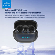 Load image into Gallery viewer, BRAVE E-31 ClipFit Open Ear Earbuds | Wireless Bluetooth | 23H Playtime | Secure Fit | Touch Control - Black
