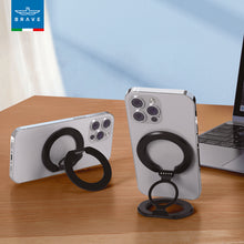 Load image into Gallery viewer, BRAVE 3-in-1 Magnetic Ring Holder & Kickstand | 360° Rotatable | MagSafe Compatible | Universal Phone Grip Stand- Black
