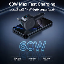 Load image into Gallery viewer, BRAVE BCC-28 60W Dual-Port Car Charger with Retractable 30W USB-C Cable | PD/PPS Fast Charging | LED Display – Black