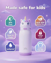 Load image into Gallery viewer, BRAVE TempGuard Fun Sip Kids Water Bottle 414ml | Insulated Stainless Steel Flask | Straw Lid With Safety Lock - White