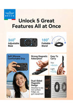 Load image into Gallery viewer, BRAVE BG-04 MagGrip 3-in-1 Magnetic Phone Grip & Kickstand With N55 Magnets | 360° Rotating Double Ring Stand | MagSafe Compatible - Black
