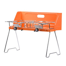 Load image into Gallery viewer, Portable Outdoor Double Burner Foldable Camping Gas Stove - Orange