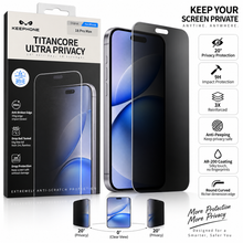 Load image into Gallery viewer, KEEPHONE TITANCORE Ultra Privacy 20 Degrees Anti-Spy 3x Stronger - iPhone 18 Pro Max