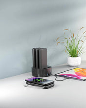 Load image into Gallery viewer, Powerology 4 in1 Station 10000mAh PD 100W QC Wireless Power Bank - Black - CVRGRM