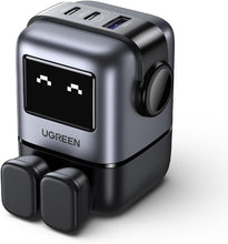 Load image into Gallery viewer, GREEN UNO 65W USB C Charger 3 - Port Nexode 65W GaN With LED Display Fast Charger Type C Power Adapter - Gray/Black - CVRGRM