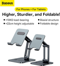 Load image into Gallery viewer, Baseus Desktop Biaxial Foldable Metal Stand (for Tablets) - Grey