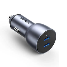 Load image into Gallery viewer, UGREEN 50W Car Charger Adapter Fast Charging Dual USB-C Car Charger Adapter - Gray