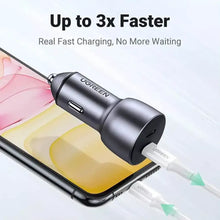 Load image into Gallery viewer, UGREEN 50W Car Charger Adapter Fast Charging Dual USB-C Car Charger Adapter - Gray