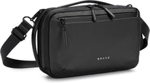 Load image into Gallery viewer, BRAVE Travel Tech Pouch | Electronics Organizer Bag with Back Compartment | Waterproof Case, Shoulder Strap & Dual Handles | for Chargers, Earbuds, & Power Bank - Black