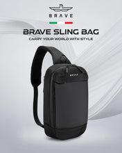 Load image into Gallery viewer, BRAVE Crossbody Sling Tech Pouch | Waterproof Ballistic Nylon Travel Bag | Anti-Theft Shoulder Chest Pack - Black
