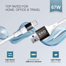 Load image into Gallery viewer, ERD 67W USB-A to USB-C Fast Charging Cable 1M - White