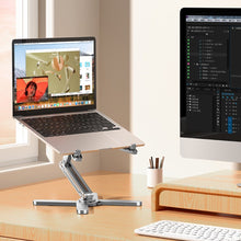 Load image into Gallery viewer, BLUPEBBLE DOUBLE - X ADJUSTABLE AND FOLDABLE ALUMINIUM ALLOY LAPTOP STAND (11 TO 17 INCH) - CVRGRM