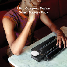 Load image into Gallery viewer, Momax 1-Power X Pro Mini+ 5000mAh Integrated Foldable USB-C Plug & Built-In USB-C Cable Power Bank With Apple Watch Fast Charger - Black