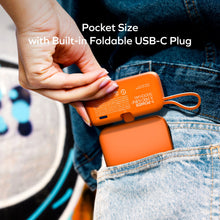 Load image into Gallery viewer, Momax 1-Power X Pro Mini+ 5000mAh Integrated Foldable USB-C Plug & Built-In USB-C Cable Power Bank With Apple Watch Fast Charger - Orange