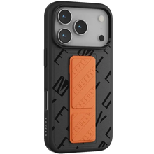 Load image into Gallery viewer, Levelo Morphix Vallo Faux Leather Gripstand Case for iPhone 17 Pro - Onyx Flame