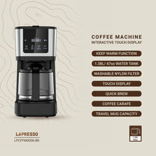 Load image into Gallery viewer, LePresso Rich Brew Drip Coffee Maker 1.25L Jar 900W Interactive Touch Display - Black