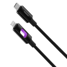 Load image into Gallery viewer, Porodo LED Braided USB-C to Lightning Charging & Data Cable - Black