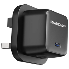 Load image into Gallery viewer, Powerology QX 45W Single Port Type-C UK GaN Adapter With USB-C to USB-C Cable - Black/Gray