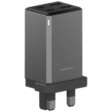 Load image into Gallery viewer, Powerology 65W Multiple Port UK GaN Travel Adapter - Gray