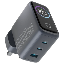 Load image into Gallery viewer, Powerology VoltFlow 100W Type-C Adaptor with TFT Screen - Grey
