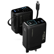 Load image into Gallery viewer, Powerology 70W TFT Adapter with Retractable Type-C Cable - Black