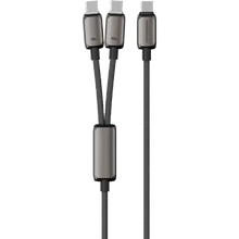 Load image into Gallery viewer, Powerology Zinco Series 2-in-1 Dual USB-C Cable 100W PD - Dark Gray