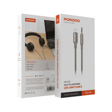 Load image into Gallery viewer, Porodo USB2.0 Lightning to 3.5mm Braided Audio Cable 1.2M - Grey - CVRGRM