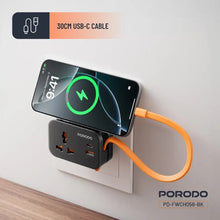 Load image into Gallery viewer, Porodo 20W Universal Wall Socket UK Plug 1 AC*1 USB - A*1 USB - C with 30cm USB - C Cable - CVRGRM