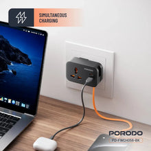 Load image into Gallery viewer, Porodo 20W Universal Wall Socket UK Plug 1 AC*1 USB - A*1 USB - C with 30cm USB - C Cable - CVRGRM
