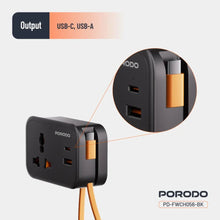 Load image into Gallery viewer, Porodo 20W Universal Wall Socket UK Plug 1 AC*1 USB - A*1 USB - C with 30cm USB - C Cable - CVRGRM