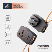 Load image into Gallery viewer, Porodo 20W Universal Wall Socket UK Plug 1 AC*1 USB - A*1 USB - C with 30cm USB - C Cable - CVRGRM