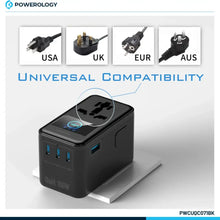 Load image into Gallery viewer, Powerology VoltVoya Travel Adaptor With PD 100W TFT Display Type-C X4 - Black