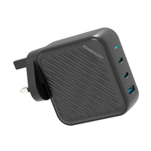 Load image into Gallery viewer, Powerology 140W PD QC 2xUSB - C and 1xUSB - A GaN Charger UK - Black - CVRGRM
