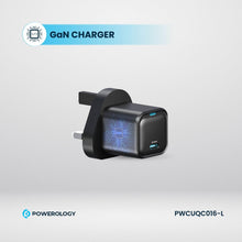 Load image into Gallery viewer, Powerology 20W Single C Port PD Charger UK with Type - C to Lightning MFI 27W Cable - Black - CVRGRM