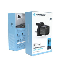 Load image into Gallery viewer, Powerology 20W Single C Port PD Charger UK with Type - C to Lightning MFI 27W Cable - Black - CVRGRM