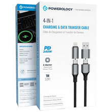 Load image into Gallery viewer, Powerology 4-In-1 Charging & Data Transfer Cable - Black
