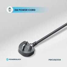 Load image into Gallery viewer, Powerology 6 AC 2500W Multi-Port PD 20W Power Strip 3M Cable UK Plug - Black