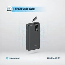 Load image into Gallery viewer, Powerology PD65W A+C Port Power Bank 20000mAh with Built - in Type C Cable - Dark Grey - CVRGRM