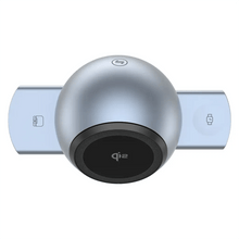 Load image into Gallery viewer, Powerology 15W 3 in 1 MagSafe Wireless Charger with Speaker & Touch Button 1000mAh - Grey - CVRGRM