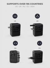Load image into Gallery viewer, Blupebble Passport Two World Travel Adapter with 2 USB - C + 2 USB - A ports, 65W PD Fast Charge - CVRGRM