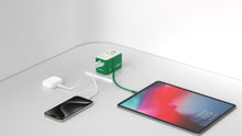 Load image into Gallery viewer, Momax 1-World 25W 3 Port With Built-In USB-C Cable AC Travel Adaptor - Green