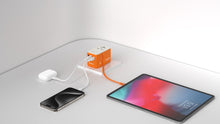 Load image into Gallery viewer, Momax 1-World 25W 3 Port With Built-In USB-C Cable AC Travel Adaptor - Orange