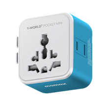 Load image into Gallery viewer, MOMAX 1-WORLD POCKET MINI2 DUAL AC ULTRATHIN TRAVEL ADAPTOR