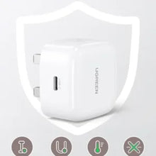 Load image into Gallery viewer, UGREEN USB C GaN Fast Charger 20W Adapter with USB-C 1M Cable - White