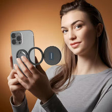 Load image into Gallery viewer, Porodo Lifestyle 360° Rotatable Foldable Magnetic Suction Flip with 180° Tricolor Fill Light Adjustment and Compact Mirror - Black - CVRGRM