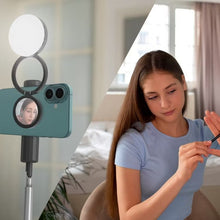 Load image into Gallery viewer, Porodo Lifestyle 360° Rotatable Foldable Magnetic Suction Flip with 180° Tricolor Fill Light Adjustment and Compact Mirror - Black - CVRGRM