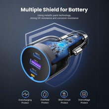 Load image into Gallery viewer, UGREEN 75W 3-Port PD Fast Car Charger - Gray