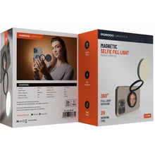 Load image into Gallery viewer, Porodo Lifestyle 360° Rotatable Foldable Magnetic Suction Flip with 180° Tricolor Fill Light Adjustment and Compact Mirror - Black - CVRGRM